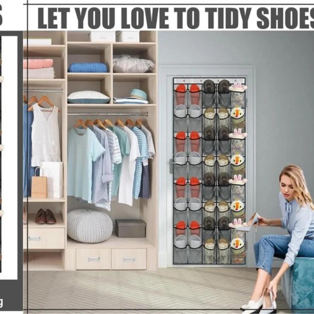 Over The Door Shoe Organizer 40 Pocket Hanging Mesh Storage Rack Space Saving